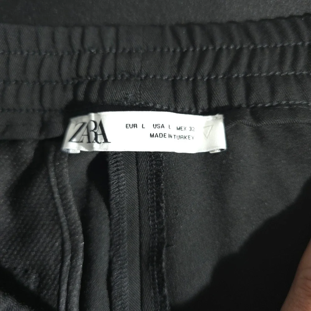 Zara Jogger Pants Mens L Black Solid Drawstring Lounge Activewear Casual Solid